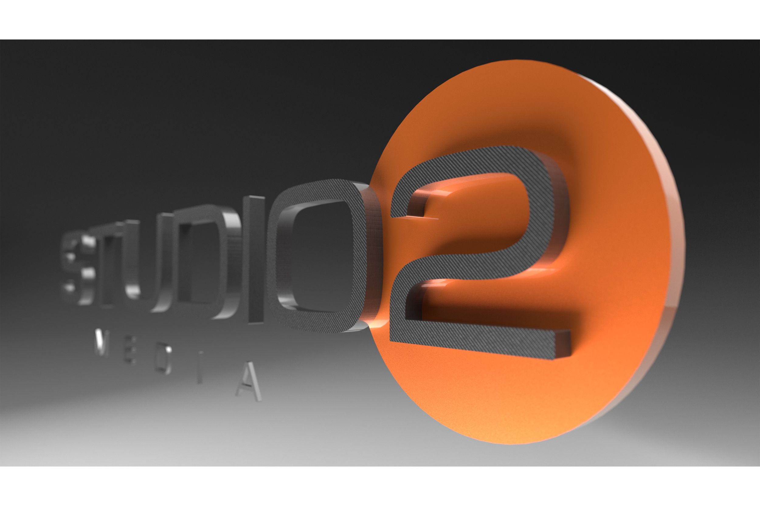 Gerendertes Logo in 3D in Carbon und Carpaint Orange